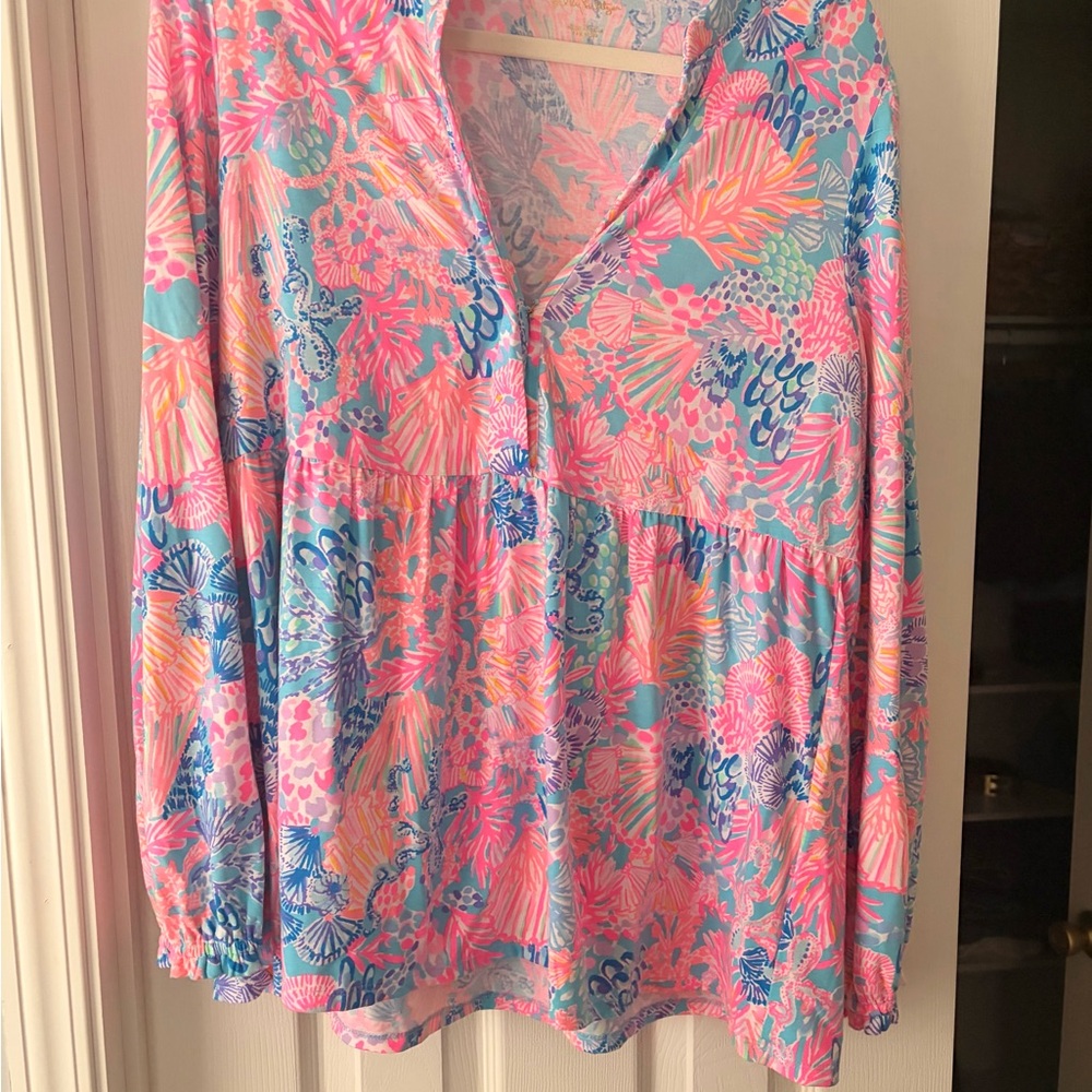 Lilly Pulitzer Pink and Blue Tie-Dye Top